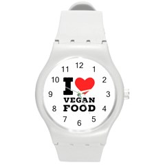 I Love Vegan Food  Round Plastic Sport Watch (m) by ilovewhateva