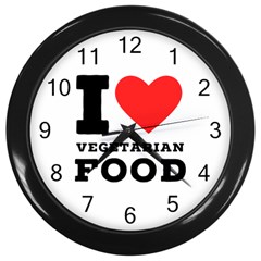 I Love Vegetarian Food Wall Clock (black)