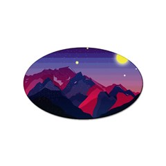 Abstract Landscape Sunrise Mountains Blue Sky Sticker Oval (10 Pack) by Grandong