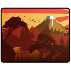 Japan Art Illustration Fleece Blanket (medium) by Grandong