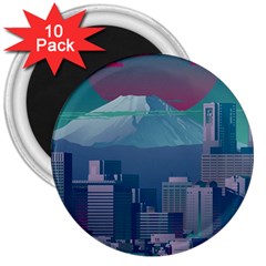 The Sun City Tokyo Japan Volcano Kyscrapers Building 3  Magnets (10 Pack)  by Grandong