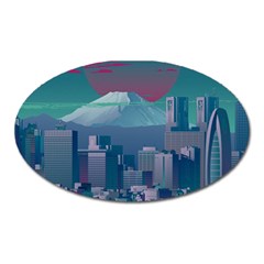 The Sun City Tokyo Japan Volcano Kyscrapers Building Oval Magnet by Grandong