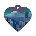 The Sun City Tokyo Japan Volcano Kyscrapers Building Dog Tag Heart (Two Sides) Front