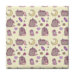 Beautiful Beauty Cartoon Cat Tile Coaster by Grandong