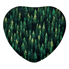 Forest Illustration Heart Glass Fridge Magnet (4 Pack) by Grandong