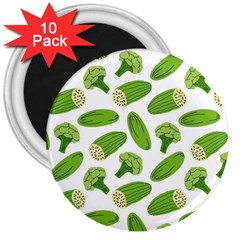 Vegetable Pattern With Composition Broccoli 3  Magnets (10 Pack)  by Grandong