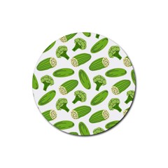 Vegetable Pattern With Composition Broccoli Rubber Round Coaster (4 Pack) by Grandong