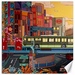 The City Style Bus Fantasy Architecture Art Canvas 12  X 12  by Grandong