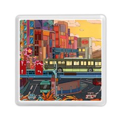 The City Style Bus Fantasy Architecture Art Memory Card Reader (square) by Grandong