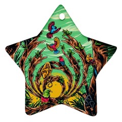 Monkey Tiger Bird Parrot Forest Jungle Style Ornament (star) by Grandong
