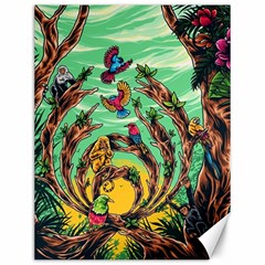 Monkey Tiger Bird Parrot Forest Jungle Style Canvas 12  X 16  by Grandong
