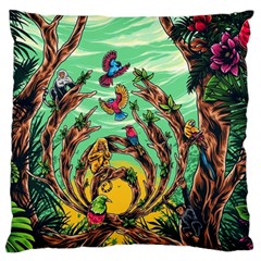 Monkey Tiger Bird Parrot Forest Jungle Style Standard Premium Plush Fleece Cushion Case (two Sides) by Grandong