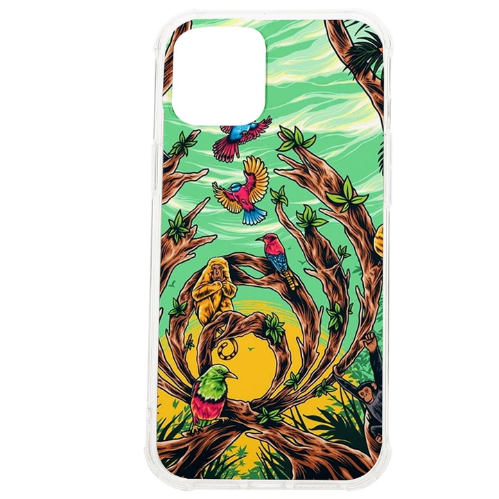 Monkey Tiger Bird Parrot Forest Jungle Style iPhone 12 Pro max TPU UV Print Case