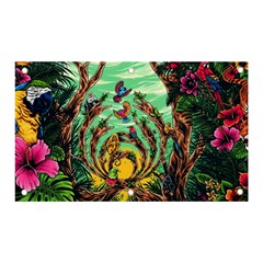 Monkey Tiger Bird Parrot Forest Jungle Style Banner And Sign 5  X 3  by Grandong