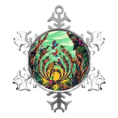 Monkey Tiger Bird Parrot Forest Jungle Style Metal Small Snowflake Ornament by Grandong