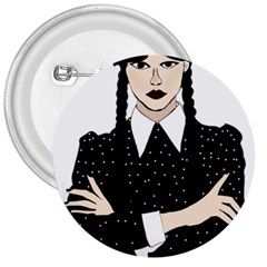 Wednesday Addams 3  Buttons by Fundigitalart234