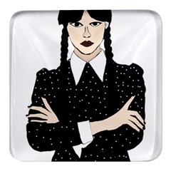 Wednesday Addams Square Glass Fridge Magnet (4 Pack) by Fundigitalart234