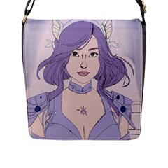 Futuristic Woman Flap Closure Messenger Bag (l) by Fundigitalart234