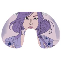 Futuristic Woman Travel Neck Pillow by Fundigitalart234