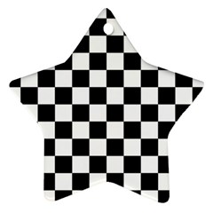 Black White Checker Pattern Checkerboard Star Ornament (two Sides)