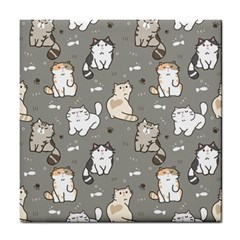 Cute Cat Pattern Cartoon Tile Coaster