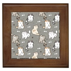 Cute Cat Pattern Cartoon Framed Tile