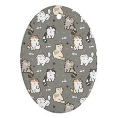 Cute Cat Pattern Cartoon Ornament (oval) by Cowasu