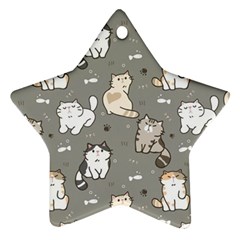 Cute Cat Pattern Cartoon Star Ornament (two Sides)