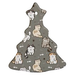 Cute Cat Pattern Cartoon Christmas Tree Ornament (two Sides) by Cowasu