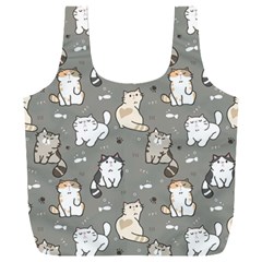 Cute Cat Pattern Cartoon Full Print Recycle Bag (xxl) by Cowasu