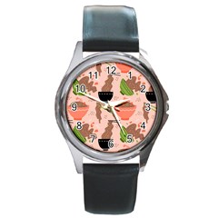 Japanese Street Food Soba Noodle In Bowl Round Metal Watch by Cowasu