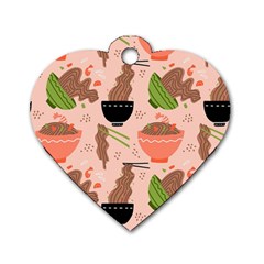 Japanese Street Food Soba Noodle In Bowl Dog Tag Heart (one Side)