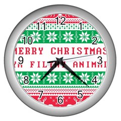 Merry Christmas Ya Filthy Animal Wall Clock (silver)