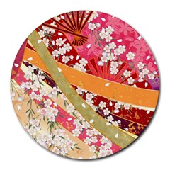 Japanese Kimono Pattern Round Mousepad