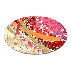 Japanese Kimono Pattern Oval Magnet