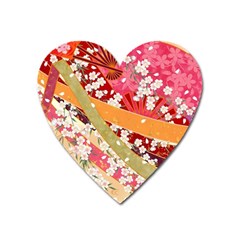 Japanese Kimono Pattern Heart Magnet