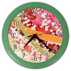 Japanese Kimono Pattern Color Wall Clock