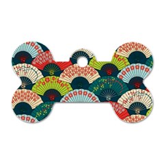Japanese Fans Bright Pattern Dog Tag Bone (two Sides)