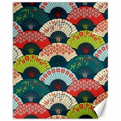 Japanese Fans Bright Pattern Canvas 11  X 14 