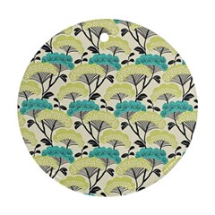 Flora Nature Color Japanese Patterns Round Ornament (two Sides)