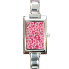 Cute Pink Sakura Flower Pattern Rectangle Italian Charm Watch