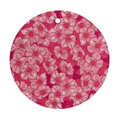 Cute Pink Sakura Flower Pattern Ornament (round)