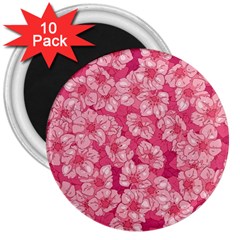 Cute Pink Sakura Flower Pattern 3  Magnets (10 Pack) 