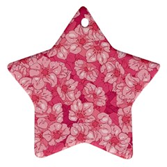 Cute Pink Sakura Flower Pattern Star Ornament (two Sides)