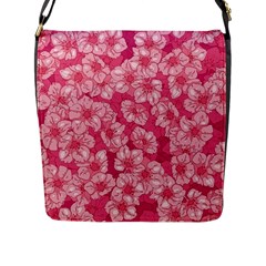 Cute Pink Sakura Flower Pattern Flap Closure Messenger Bag (l)