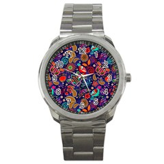 Pattern Colorful Bird Leaf Flower Sport Metal Watch