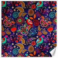 Pattern Colorful Bird Leaf Flower Canvas 12  X 12 