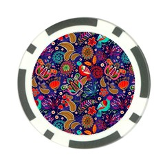 Pattern Colorful Bird Leaf Flower Poker Chip Card Guard