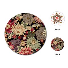 Japanese Flower Art Playing Cards Single Design (round)