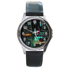 Video Game Pixel Art Round Metal Watch